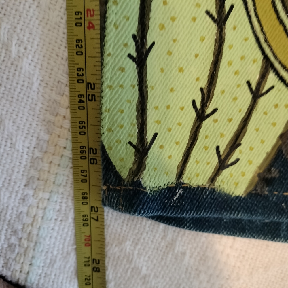 Vintage Levi's Blue Jeans with Cactus Design Men's 36x27 - Picture 10 of 12